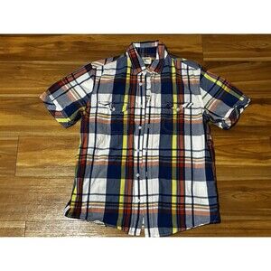 Old Navy Men’s Plaid Button Up Shirt Medium Short Sleeve Multicolor Cotton